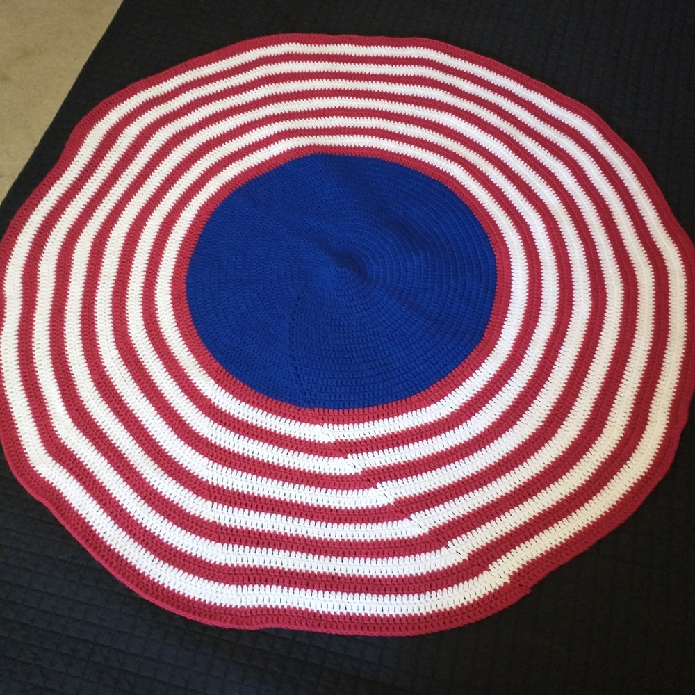 Red, White, and Blue Striped Round Blanket